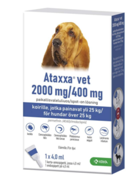 Капли для наружного применения для собак ATAXXA VET 2000/400 mg от 25 до 40 кг, 4 мл 