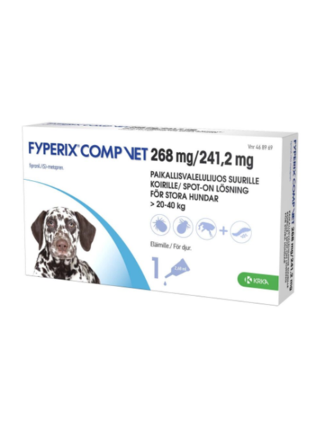 Капли от блох и клещей FYPERIX COMP VET 268 mg/241,2 mg для собак весом от 20 до 40 кг 2,68 мл