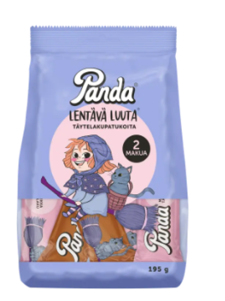 Лакричные батончики Panda Lentävä Luuta «Маленькая ведьма на метле» 195 г с шоколадно-клубничной начинкой 
