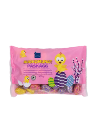 Шоколадные молочные пасхальные яйца Rainbow šokolaadumunad 380г