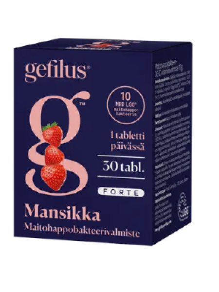 Жевательные таблетки с молочнокислыми бактериями Gefilus Forte 30 таб с экстрактом клубники