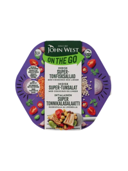 Индийский салат из тунца John West On The Go 220 г с кускусом и чечевицей 