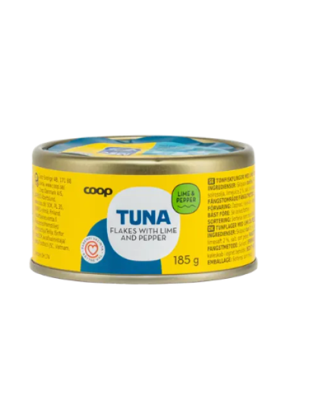 Хлопья из тунца Coop tonnikala hiutaleina limetillä ja pippurilla 185 г с лаймом и перцем 