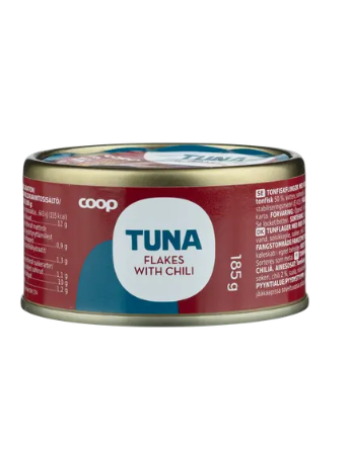 Хлопья тунца с красным перцем чили Coop tonnikala hiutaleina ja punaista chiliä MSC 185 г