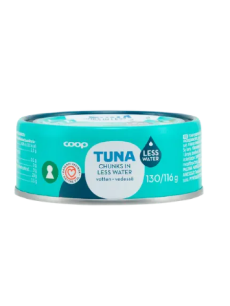 Кусочки тунца в небольшом количестве воды Coop tonnikala paloina pienessä määrässä vettä MSC 130/116 г