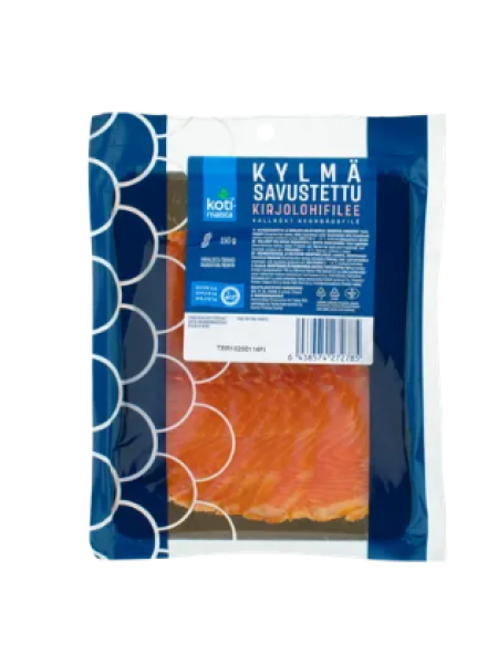 Филе радужной форели холодного копчения Kotimaista kylmäsavustettu kirjolohifilee viipaloitu 150 г