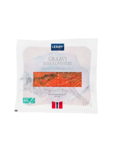 Филе радужной форели слабой соли Leroy graavi kirjolohifilee viipale ASC 120 г 