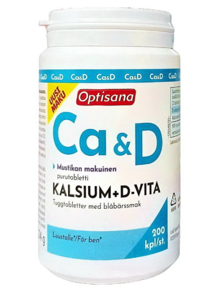 Пищевая дабавка OPTISANA KALSIUM+D-VITA Д3 200 таб  кальций и витамин