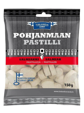 Соленые лакричные пастилки Pohjanmaan Pastilli Salmiakki 150г