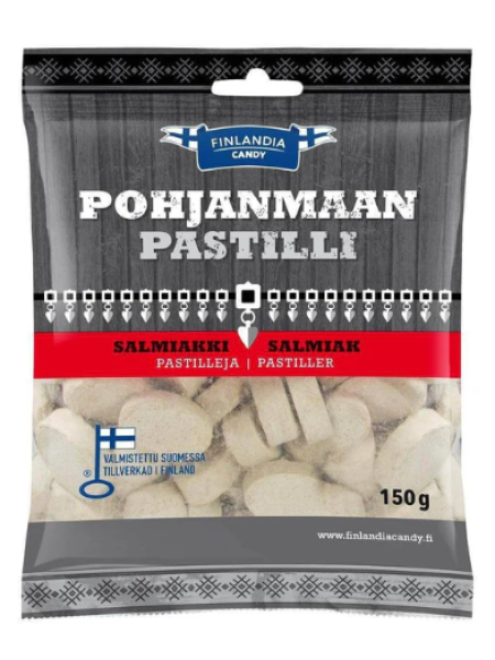 Соленые лакричные пастилки Pohjanmaan Pastilli Salmiakki 150г