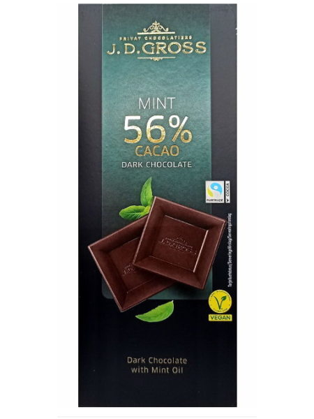 Темный шоколад с мятой J.D.Gross 56% 125 г 