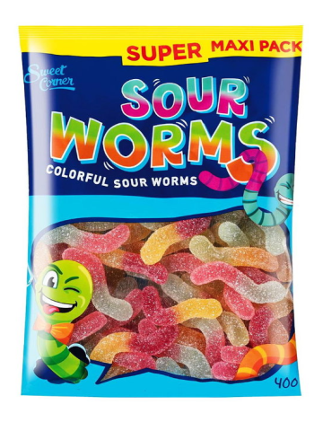 Жевательный мармелад Sweet Corner SOUR WORMS 400г змейки