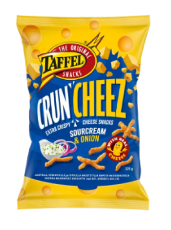 Сырные снеки Taffel CrunCheez 225 г со вкусом сметаны и лука