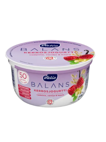 Слоеный йогурт Valio Balans 150 г малина-ваниль-овсянка без лактозы
