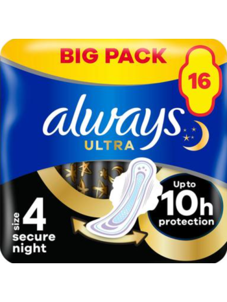 Гигиенические прокладки с крылашками Always Ultra Secure Night №4 With Wings 16шт ночные