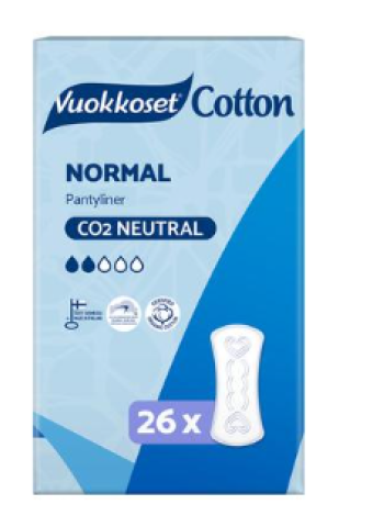 Ежедневные прокладки Vuokkoset Cotton Normal Panty Cover 26 шт