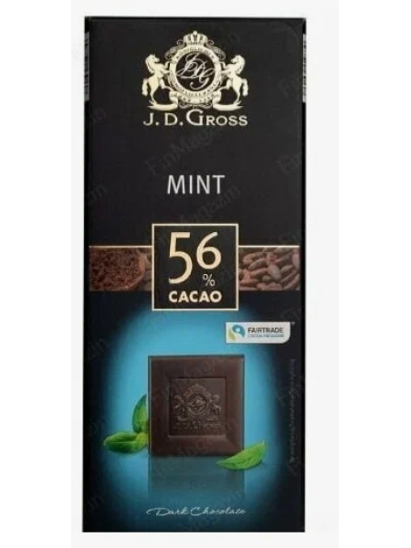 Плиточный темный шоколад с мятой J. D. Gross 56% 125 г 