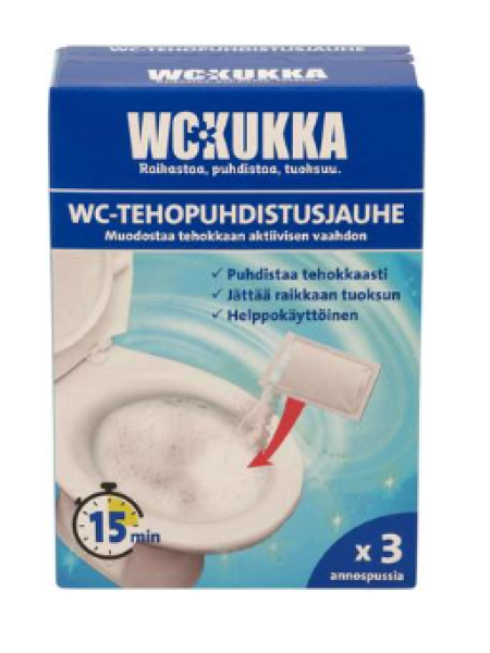 Чистящий порошок для туалета WC Kukka WC-Tehopuhdistusjauhe 3x100г