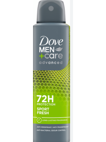 Дезодорант-спрей с увлажняющим кремом Dove Men+Care 72h Advanced Sport Fresh 150 мл