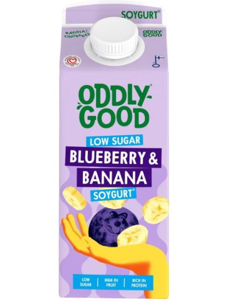 Соевый йогурт с низким содержанием сахара Oddlygood Soygurt mustikka & banaani 750г черника банан