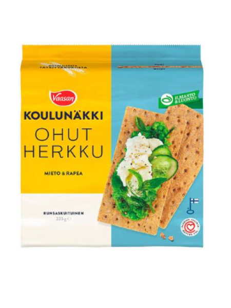 Хлебцы ржаные Vaasan Koulunäkki Ohut herkku Klassikko 225г