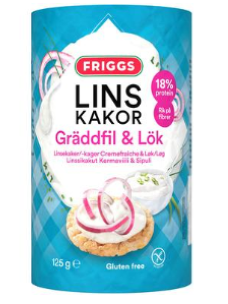 Хрустящие рисовые хлебцы без глютена Friggs Gluteeniton Kermaviili & sipuli Linssikakku 125г