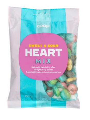 Фруктовые конфеты Coop Heart Mix 250г