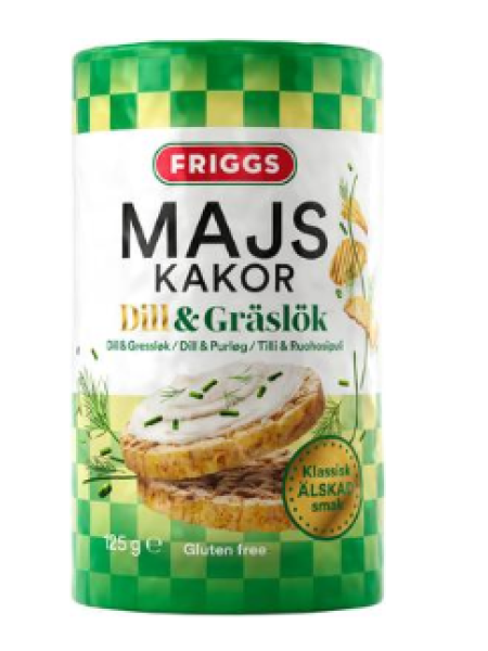 Безглютеновыйе кукурузные хлебцы с укропом и зеленым луком Friggs Gluteeniton Maissikakku Tilli & Ruohosipuli 125 г