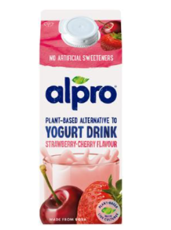 Питьевой ферментированный соевый йогурт Alpro strawberry and cherry 750 мл клубника и вишня НОВИНКА