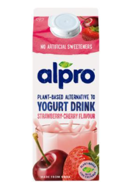 Питьевой ферментированный соевый йогурт Alpro strawberry and cherry 750 мл клубника и вишня НОВИНКА