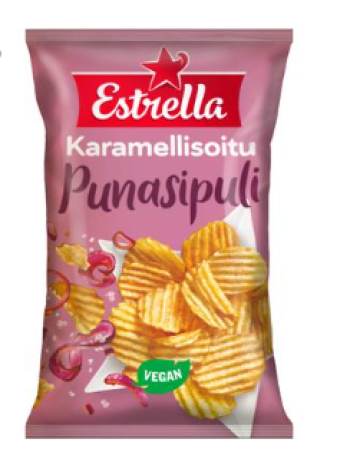 Чипсы с карамелизированным красный луком Estrella Karamellisoitu Punasipuli 275г