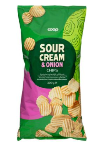 Картофельные чипсы Coop Sourcream & Onion со вкусом сметаны и лука 300 г