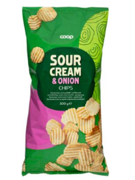 Картофельные чипсы Coop Sourcream & Onion со вкусом сметаны и лука 300 г
