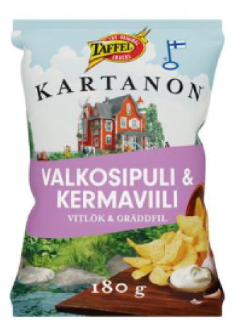 Картофельные чипсы Taffel Kartanon со вкусом чеснока и сметаны 180г