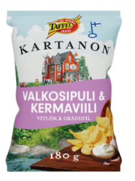 Картофельные чипсы Taffel Kartanon со вкусом чеснока и сметаны 180г