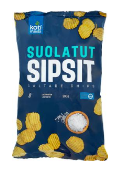 Картофельные чипсы с солью Kotimaista Suolatut sipsit 200г