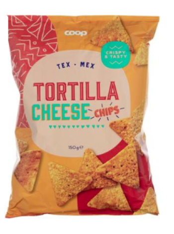 Чипсы из тортильи Coop tortilla chips juusto 150г с сыром 
