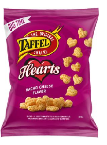 Кукурузные сердечки Taffel Hearts 200г с сыром начо