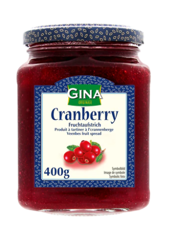 Джем клюквенный Gina 400г стекло