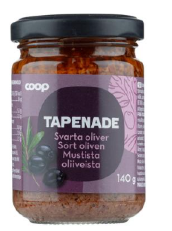 Оливковая паста из черных оливок Coop musta tapenade 140г стекло