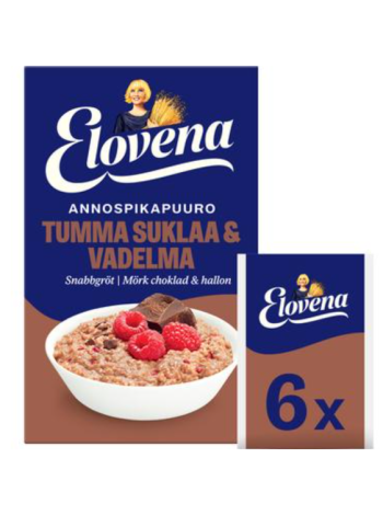 Каша быстрого приготовления Elovena Tumma Suklaa & Vadelma 210г 6х35г шоколад малина