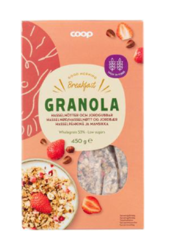 Мюсли Гранола Coop лесной орех и клубника 450 г