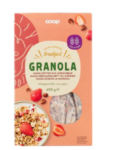 Мюсли Гранола Coop лесной орех и клубника 450 г