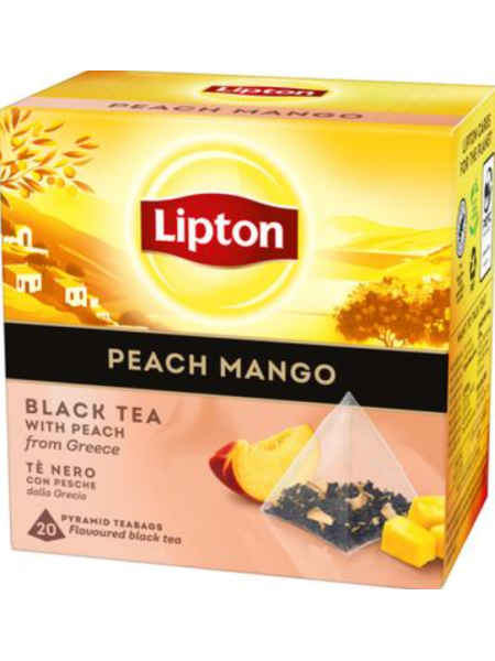 Черный чай со вкусом манго Lipton Peach Mango 20 пирамидок