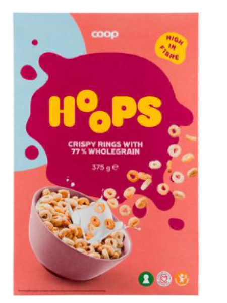 Цельнозерновые колечки для завтрака Coop Hoops 375 г