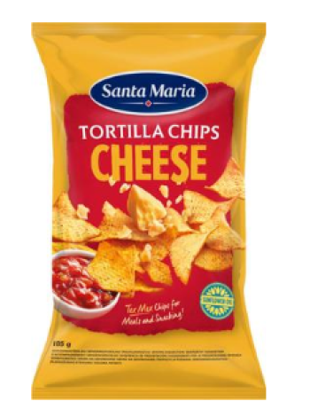 Хрустящие кукурузные чипсы со вкусом сыра Santa Maria Tortilla Chips Cheese 185г