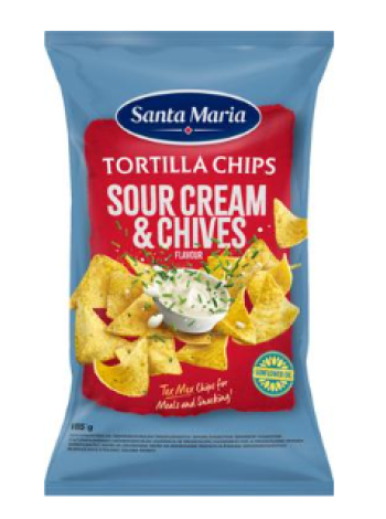 Кукурузные чипсы со вкусом сметаны и зеленого лука Santa Maria Tortilla Chips Sourcream & Chives 185 г