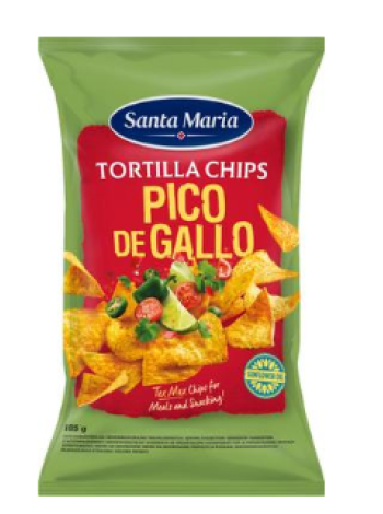 Кукурузные чипсы со вкусом томата, лайма, кинзы и чили Santa Maria Tortilla Chips Pico de Gallo 185 г