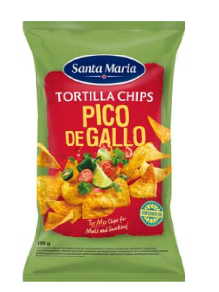 Кукурузные чипсы со вкусом томата, лайма, кинзы и чили Santa Maria Tortilla Chips Pico de Gallo 185 г