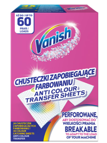 Салфетки для удаления пятен VANISH Color Protect 30 шт 60 стирок
